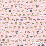 日本製100%純棉布料（粉紅色底柴犬）